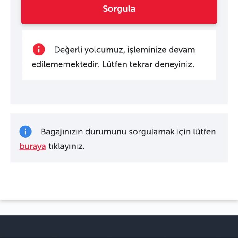 THY Bagaj Aksaklık Bildiriminde Site Hata Veriyor