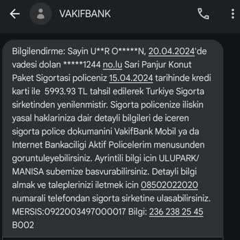 VakıfBank Sarı Panjur Konut Paketi Sigortası İptali