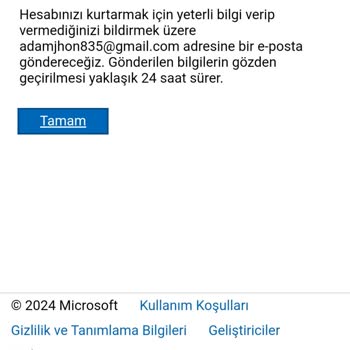 Microsoft Hesabı Destek Lütfen