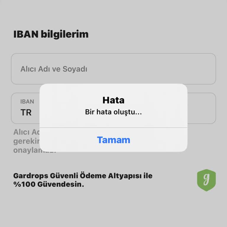 Gardrops IBAN Kabul Etmiyor