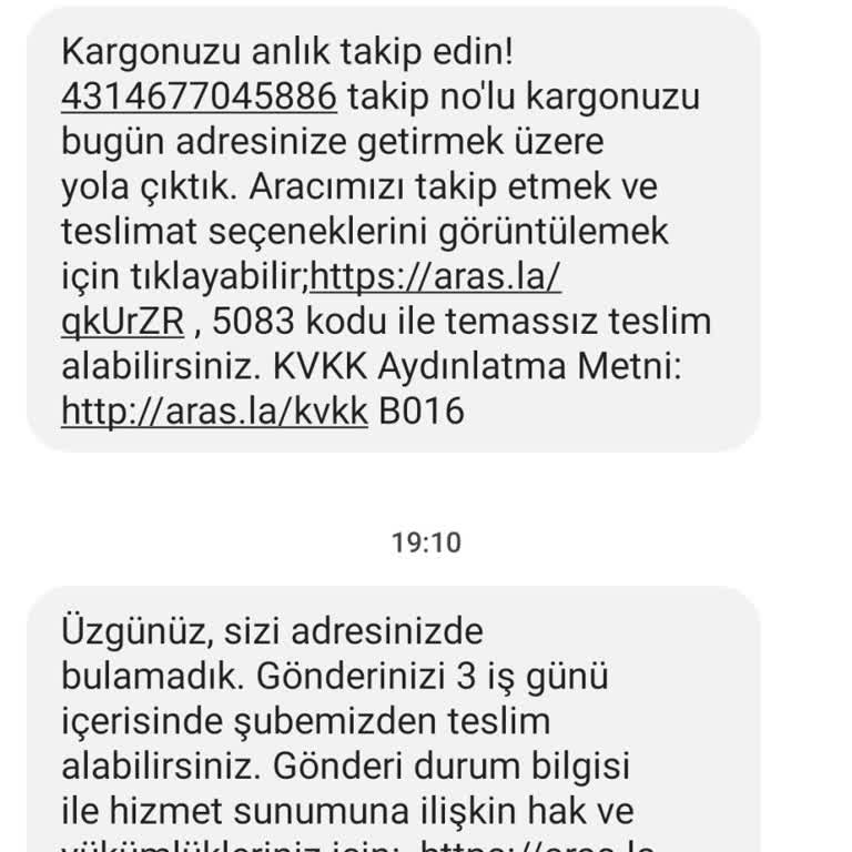 Aras Kargo Yapılmayan Kargo Teslimatı