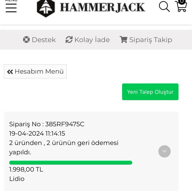 Hammer Jack Para İadesi Yapmıyor