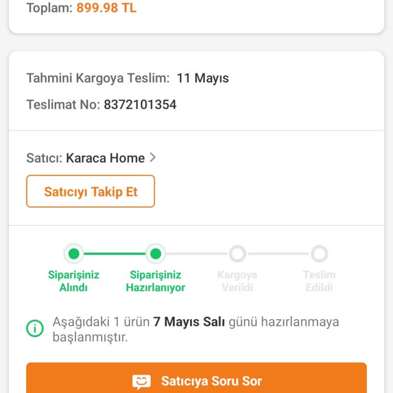 Trendyol'dan Sipariş Ettiğim Ürün Kargoya Bile Verilmiyor.