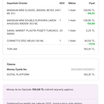 Migros Algida 300₺ Alışverişe 150₺ İndirim Uyanıklığı
