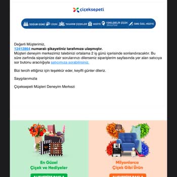Ürün Elime Ulaşmadı Ve Çiçek Sepeti Dönüş Yapmıyor