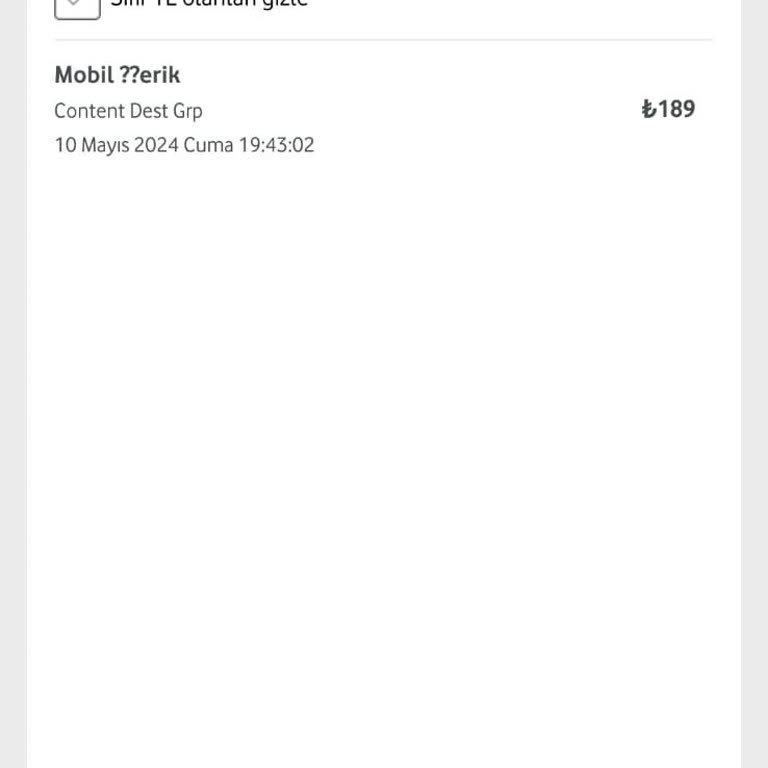 Vodafone Faturama Yansıyan 189 TL
