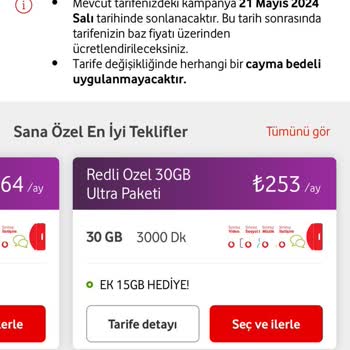 Vodafone Fahiş Fiyatlı Tarifeye Geçişe Zorluyor.