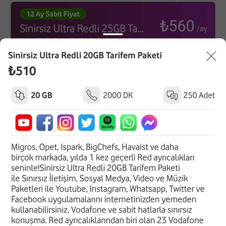 Vodafone Fahiş Tarife Ücretleri