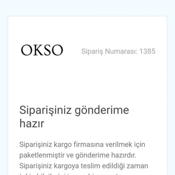 Okso.tr Okso'dan Siparişim Hala Kargolanmadı!