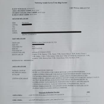 Samsung Telefon Samsung BDH Servis Tarafından Değiştirilen Ekranın Arızalı Olması!