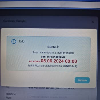 MHRS - 182 Randevumu İptal Ettiğim Halde Aynı Bölüme Tekrar Randevu Alamıyorum.