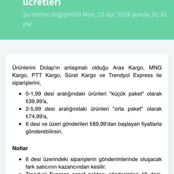 Dolap Uygulaması Kargo Ücretlendirmesi