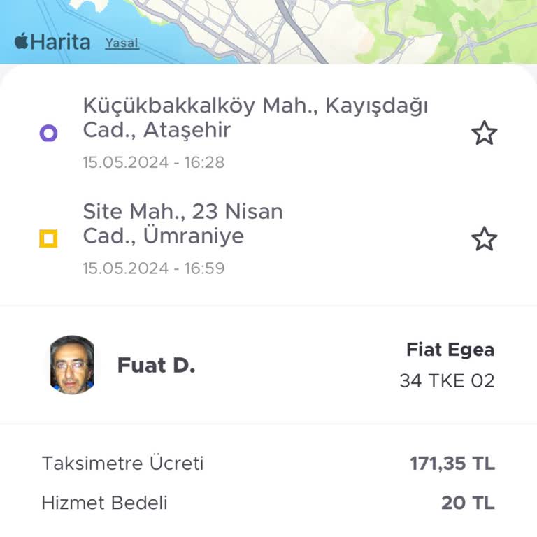 BiTaksi Taksi Fişi Mağduru