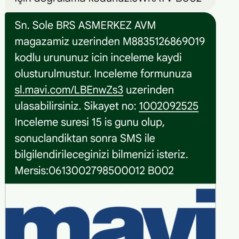 Mavi İşlem Yapılmayan Hatalı Ürün Hakkında
