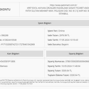 Pet Smart Kargo Paramı İade Etmedi