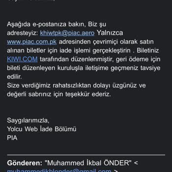 Kiwi.com'dan Aldığım Uçak Biletinin İade Talebi