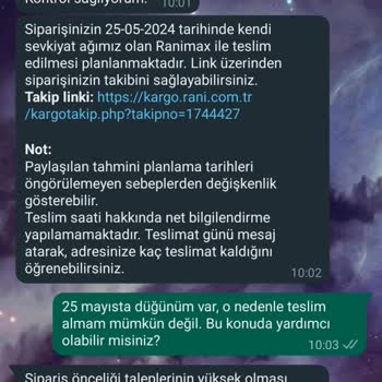 Rani Mobilya Teslim Tarihini Geç Yapıyor Ve Bu Konuda Yardımcı Olmuyor