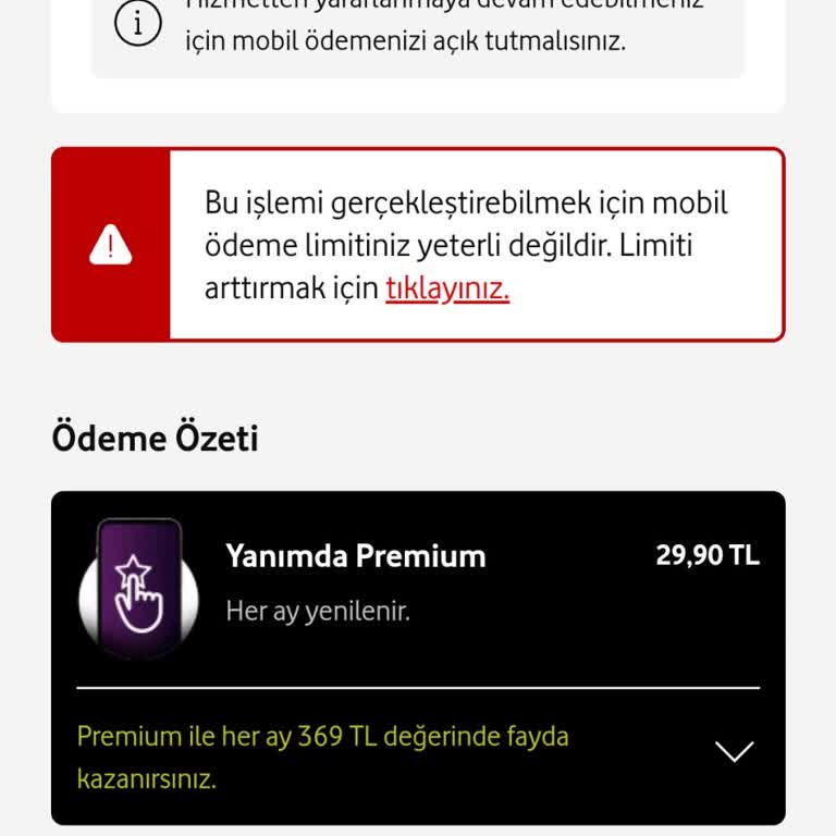 Vodafone Premium Üyesi Olamıyorum