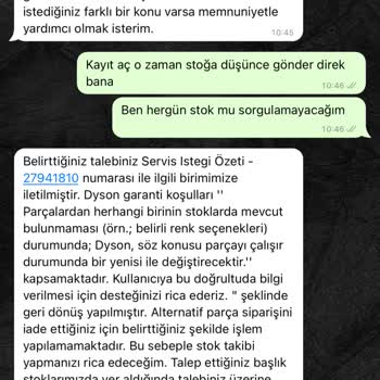 Dyson Başlığım Arızalandı Stok Yok Diye Geçiştiriliyorum