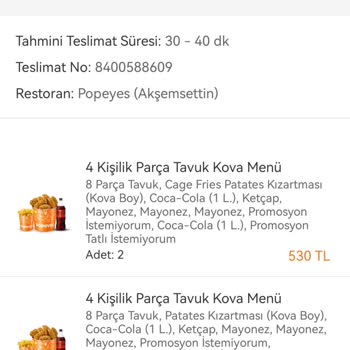 Popeyes Trendyol GO Şikayet Bildirmek