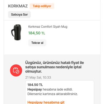 Hepsiburada 2 Ürün İptali