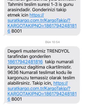 Sürat Kargo'nun Geciken Ve Bilgi Eksikliği İçeren Teslimatları