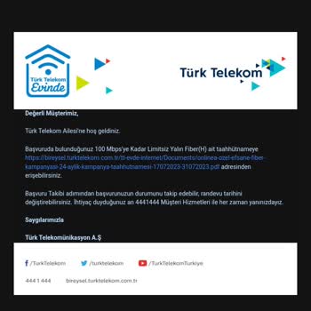 Türk Telekom Fiber Ev İnterneti Başvuru İptali