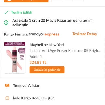 Maybelline New York Ürünüm Gelmedi, Kutu Boş Geldi.