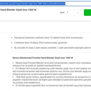 Karaca Züccaciye Karaca'dan Aldığım Blender Yazdıkları Özellikte Değil