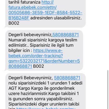 Ebebek Ürünü Kargoya Vermeden Kargo Takip Numarası Göndermesi.