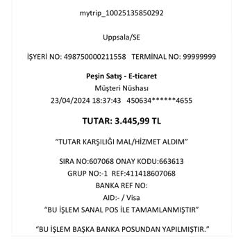 Mytrip İşlem Tutarının Üzerinde Kartımdan Çekim Yaptı.