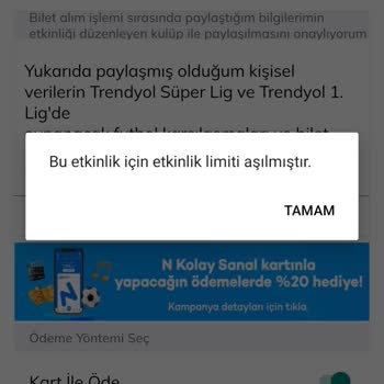 Passolig Bu Etkinlik İçin Etkinlik Limiti Aşılmıştır.