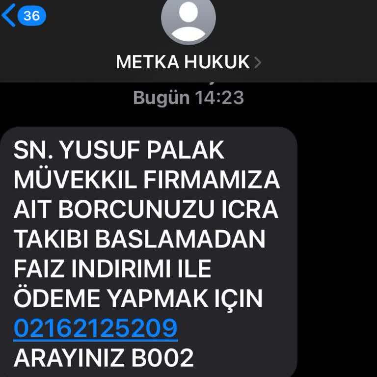 Metka Hukuk Sahte İcra Takibi SMS Bildirimi Hakkında