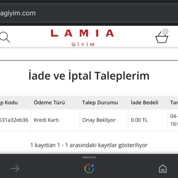 Lamia Giyim İade Talebime Geri Dönüş Yapılmıyor.