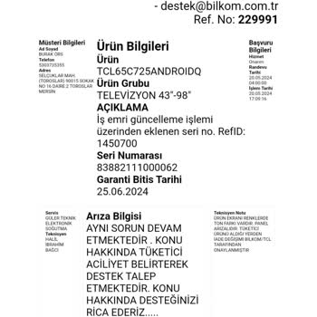Teknosa Hakkim Olan Değişim Yapılmadı
