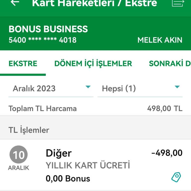 Garanti BBVA Kredi Kart Aidatı
