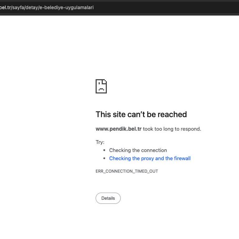 Pendik Belediyesi Pendik E-Belediye Uygulamaları Yurt Dışından Erişime Kapalı