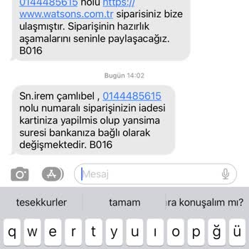 Watsons Ürün Sipariş İptali