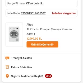 Trendyol Altus Çamaşır Kurutma Makinesi