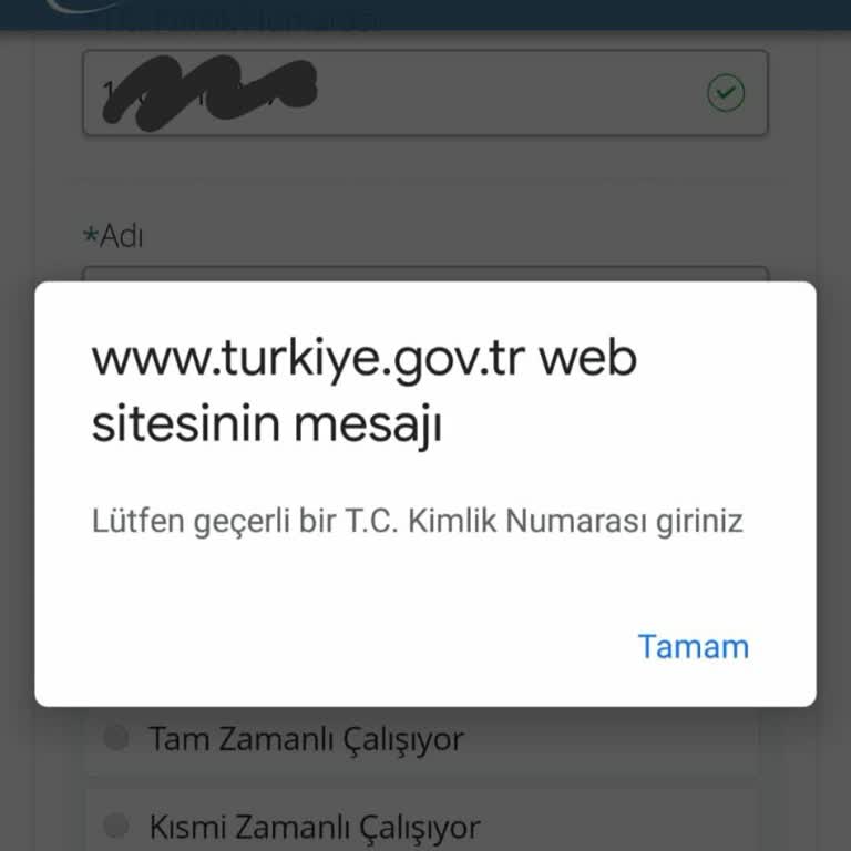 Nüfus ve Vatandaşlık İşleri Yeni Kimlik Kartı T. C. Hatası