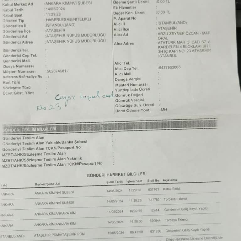 PTT Kargo Gönderi Evrakı Teslim Süreci