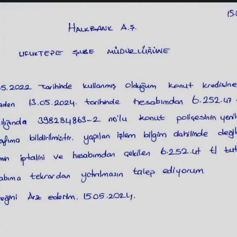 Halkbank Konut Poliçesi Hesabımdan Para Çekilmesi