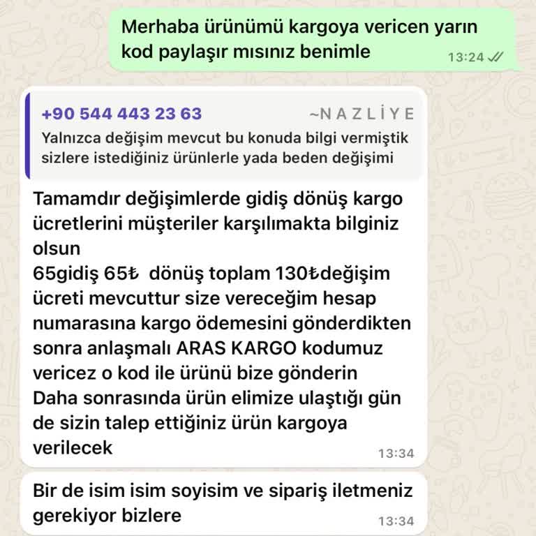 Nazliye Ürün Sonrası İlgi Ve İade Sorunları