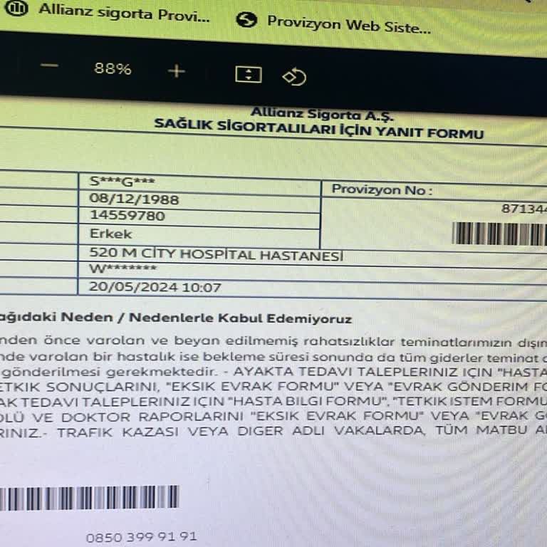 Allianz Sigorta Allianz Tamamlayıcı Sağlık Sigortası Genel Müdürlüğüne