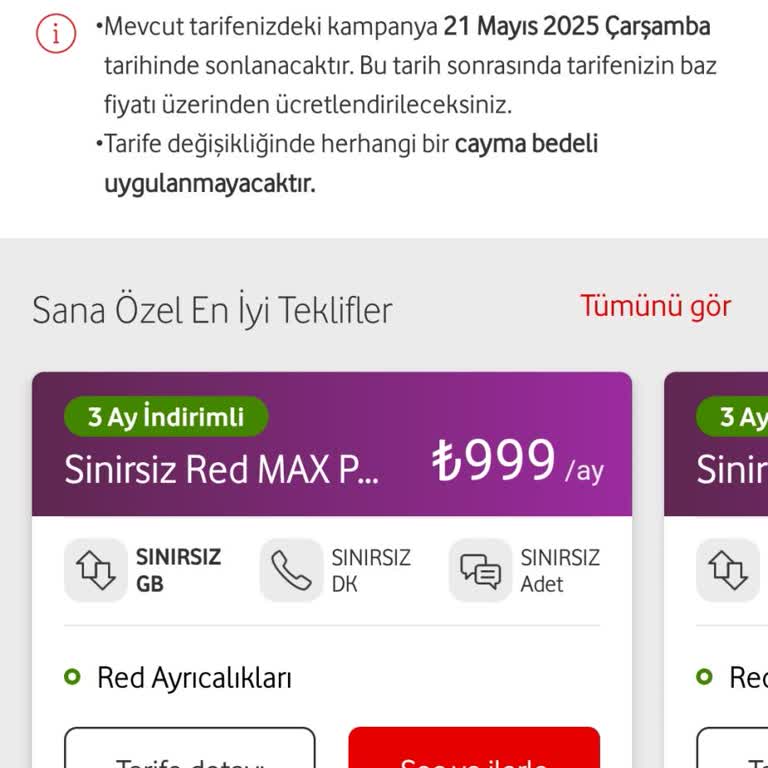 Vodafone Daha Ucuz Tarifeye Geçememe Sorunu