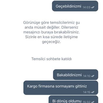 Gürgençler Sipariş Kargoya Verilmemesi Ve Kalitesiz Müşteri Hizmetleri