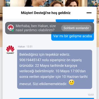Huawei Tarafından Aldatıldım. Ürün 33 Gün Sonra Kargoya Veriliyor.