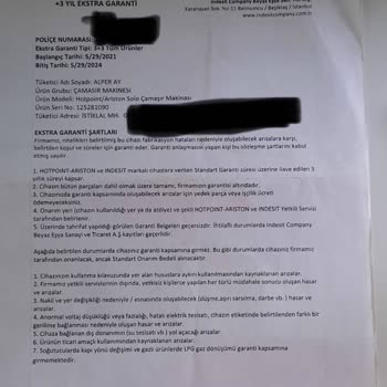 Vestel Garantili Ariston Ürünü Ve Ek Garantisini Kabul Etmiyor.