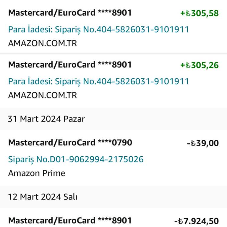 Amazon Para İademi Eksik Yaptı.