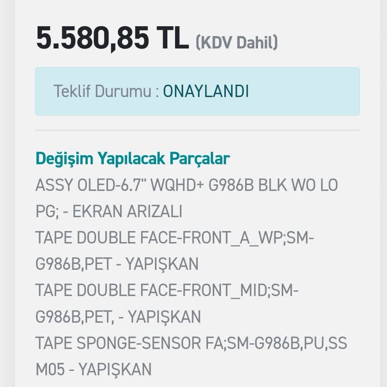 Samsung S20 Plus Ekranda Yeşil Çizgi